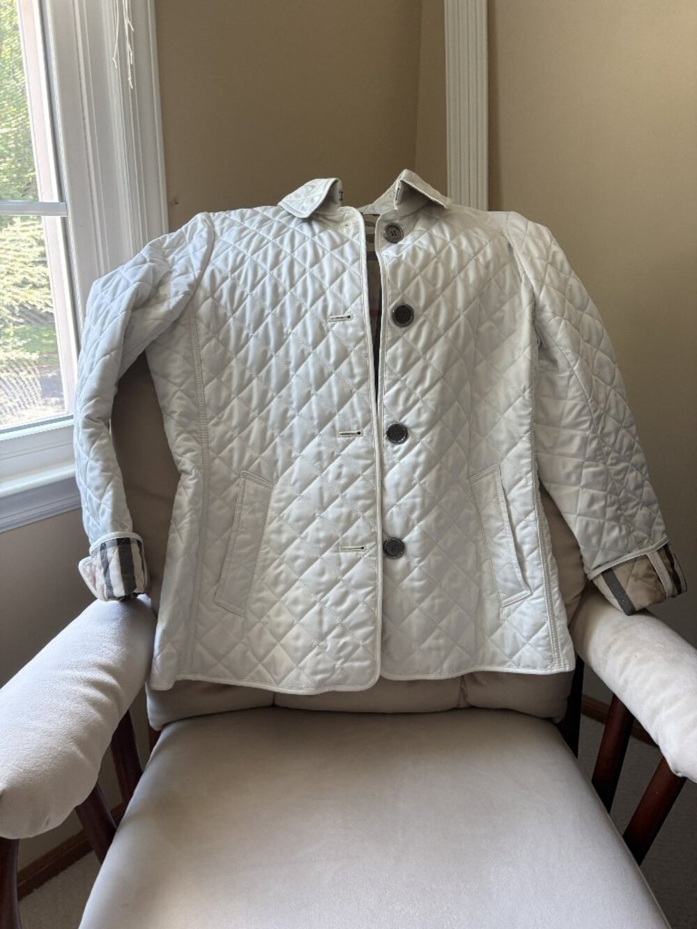 White Burberry Quilted Jacket